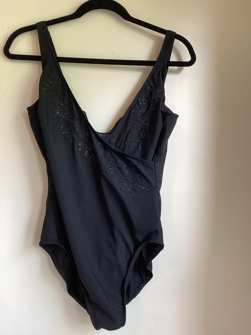 Miraclesuit One Piece Swimsuit Black Medium Beaded Embellishment Slimming